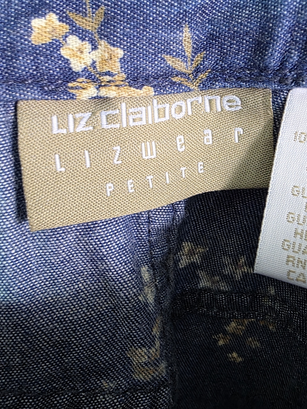 Liz Claiborne Vintage  Floral Denim Skirt Button Wrap Long Cottagecore Sz 4 - Picture 3 of 9